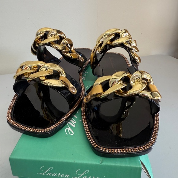 lauren larraine chan Black And Gold sandals womens 9 - Picture 5 of 7
